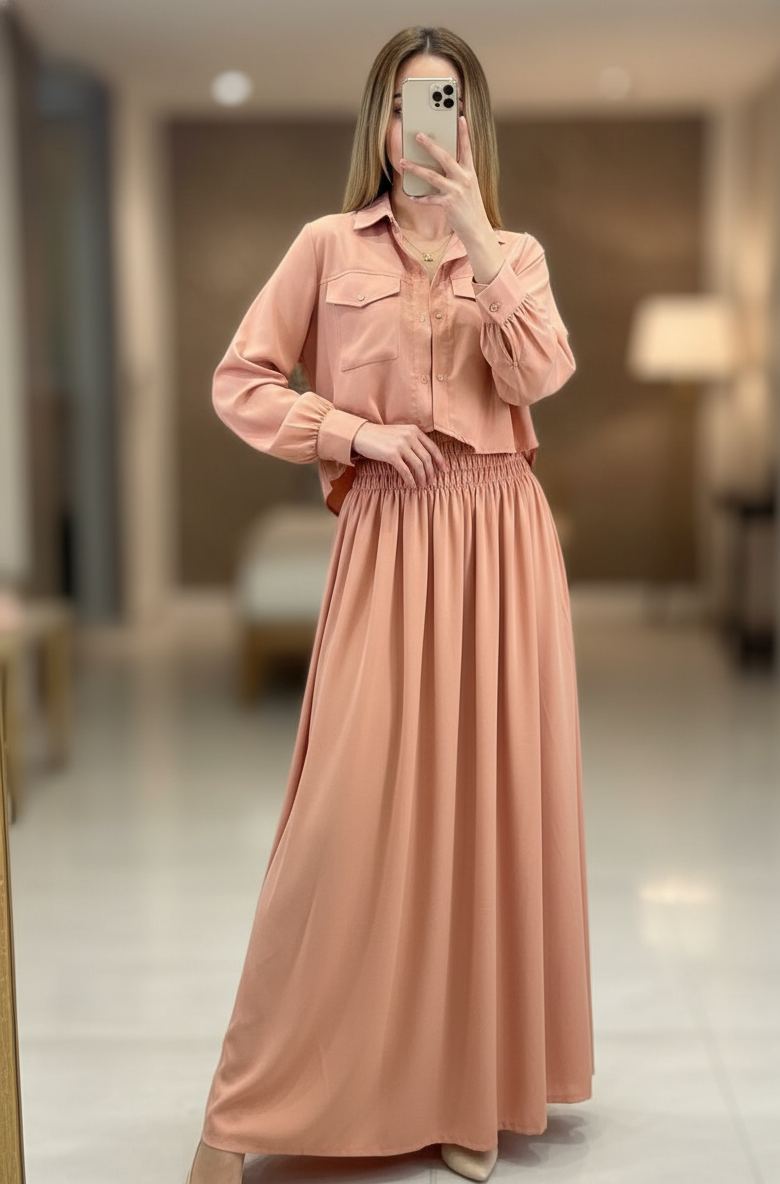 2 Piece Maxi Full Statchable & With Attractive Colors👗