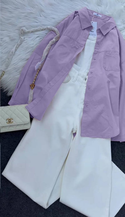 🌟 Western 3-Piece Outfit with Shirt & inner ; White Pants 🌟 D:2022