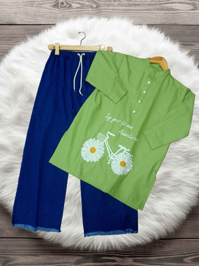 Cycle Embroidered Top&Jeans